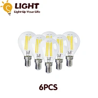 6pcslot 4w g45 retro edison filament bulb e14 bombillas 220v vintage lamp 4000k clear glass inner decoration