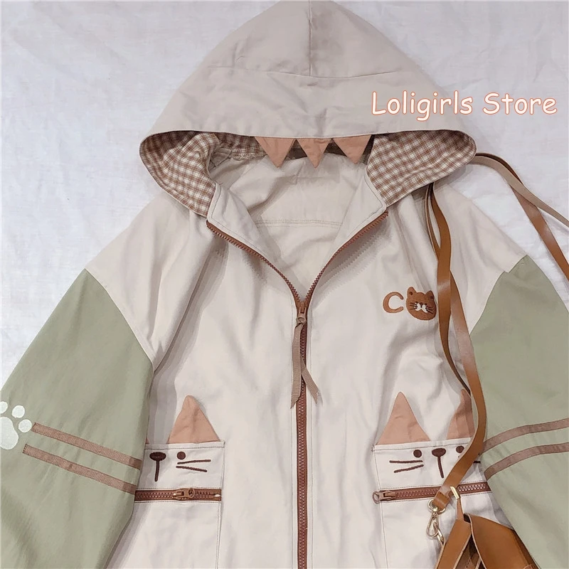 Японское милое мягкое пальто с большими карманами и кошачьими ушками новая