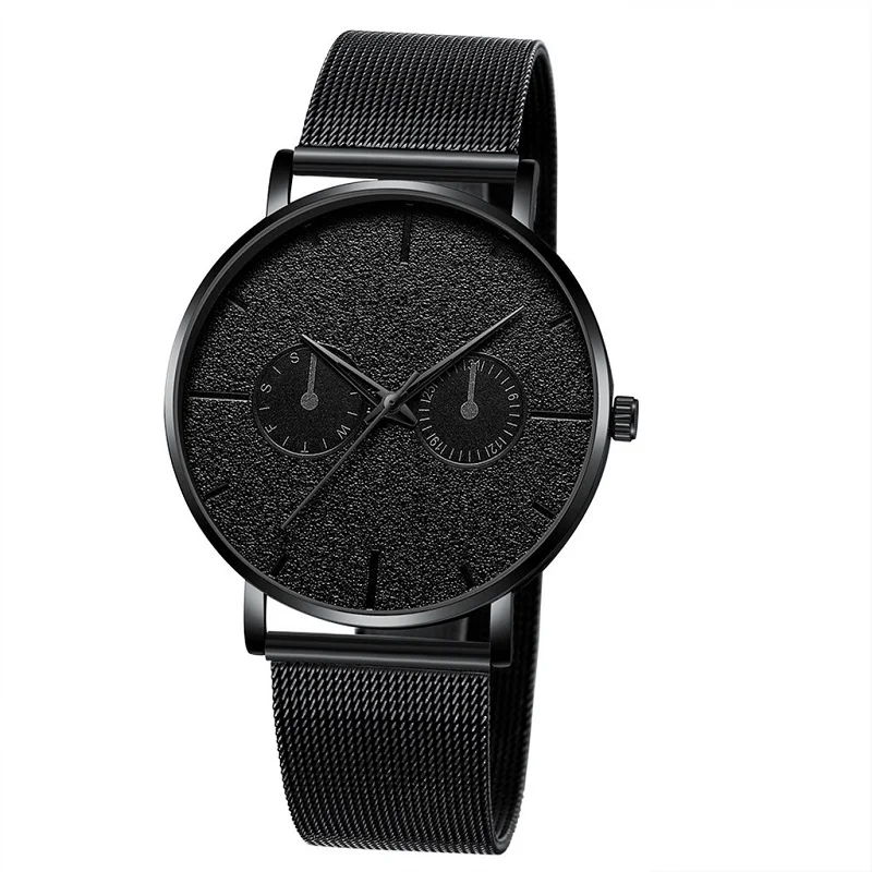 M black black Модные мужские Бизнес минималистичные часы Роскошные черные кварцевые часы с календарем из нержавеющей стали с сетчатым ремешком аналоговые часы Montre Homme - Цвет: M black black
