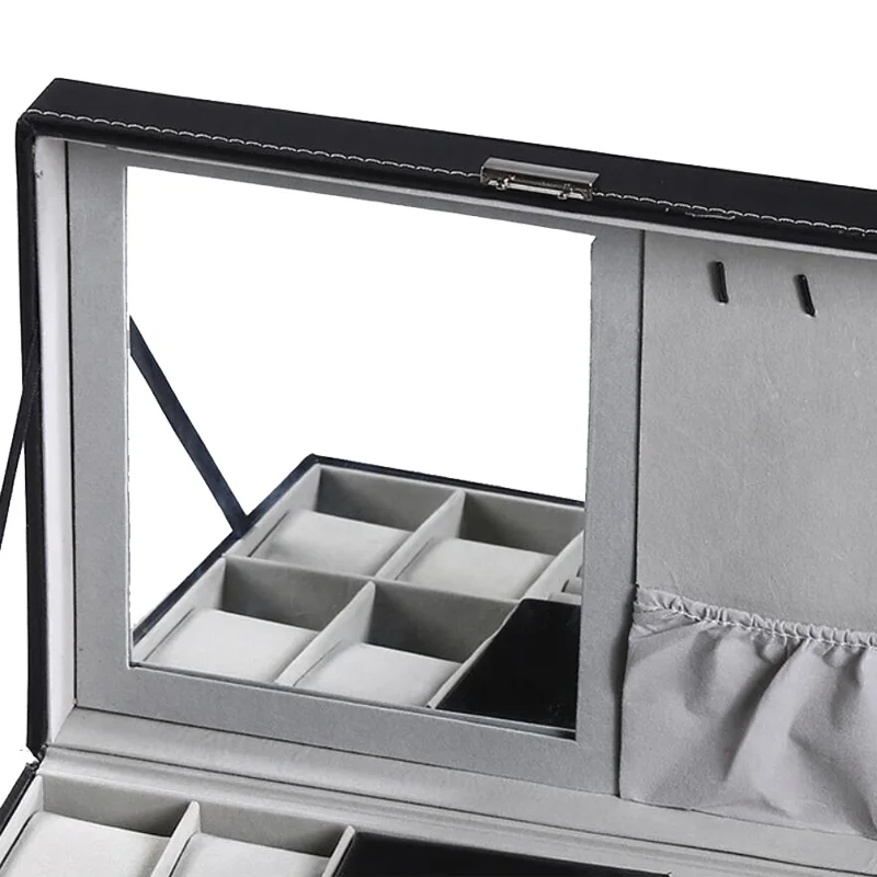 

6/10/12 Slots Black Watch Box Portable Travel Watch Zipper Case Watches Collector Watch Storage Box Watch Organizer Holder