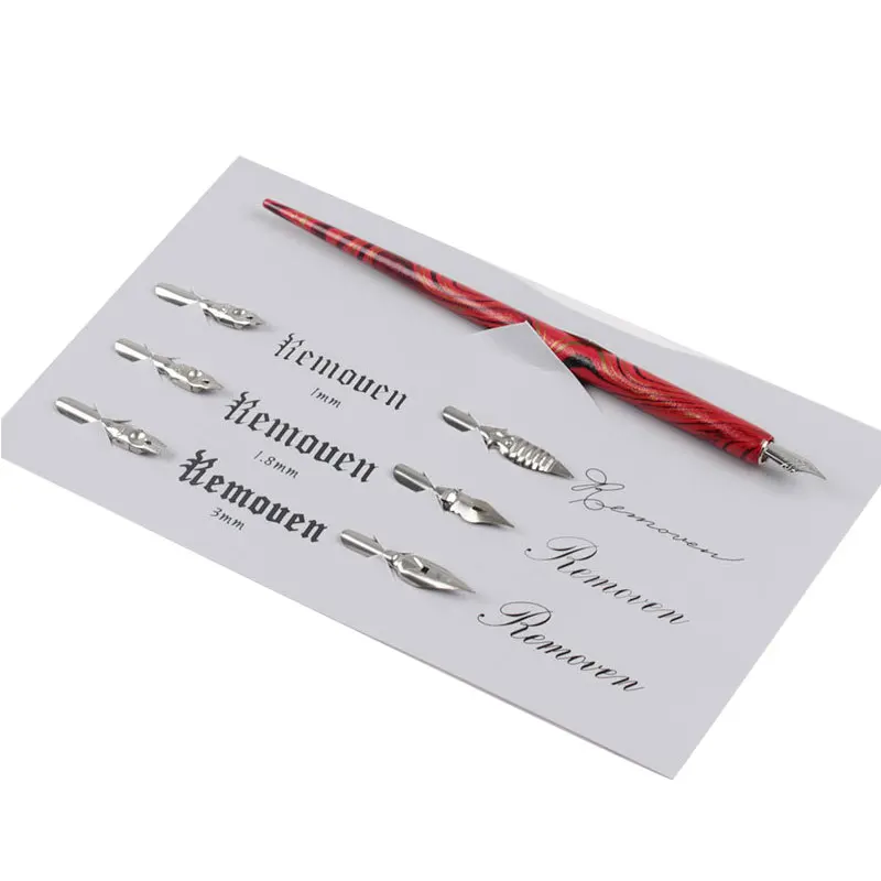 Деревянный держатель для перо каллиграфии ручной работы Dip Pen набор с 6