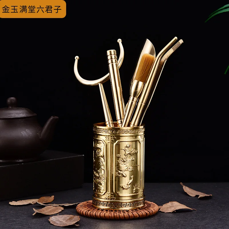 

Bronze tea ceremony Six Gentlemen suit kungfu tea pot tea set accessories tea making tool tea clip needle spoon