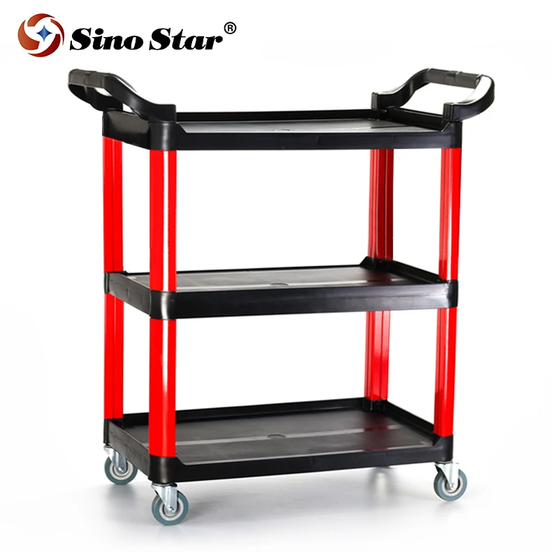 

Sino star Multifunctional Plastic Three-layer Mobile Storage Trolley Rack for Car Wash 4S Shop Auto Beauty Tool Cart Repair Tool