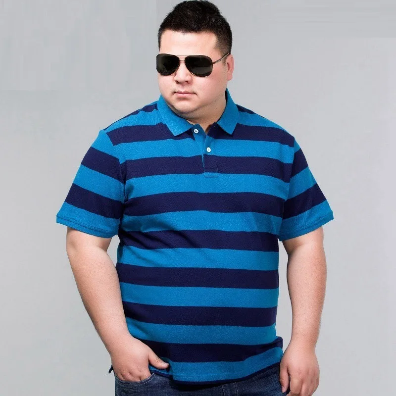 

Men england striped polo Shirts Short Sleeve Turn-down Colla tees plus size 10XL 11XL 12XL tees oversize 58 60 62 64 66 blue