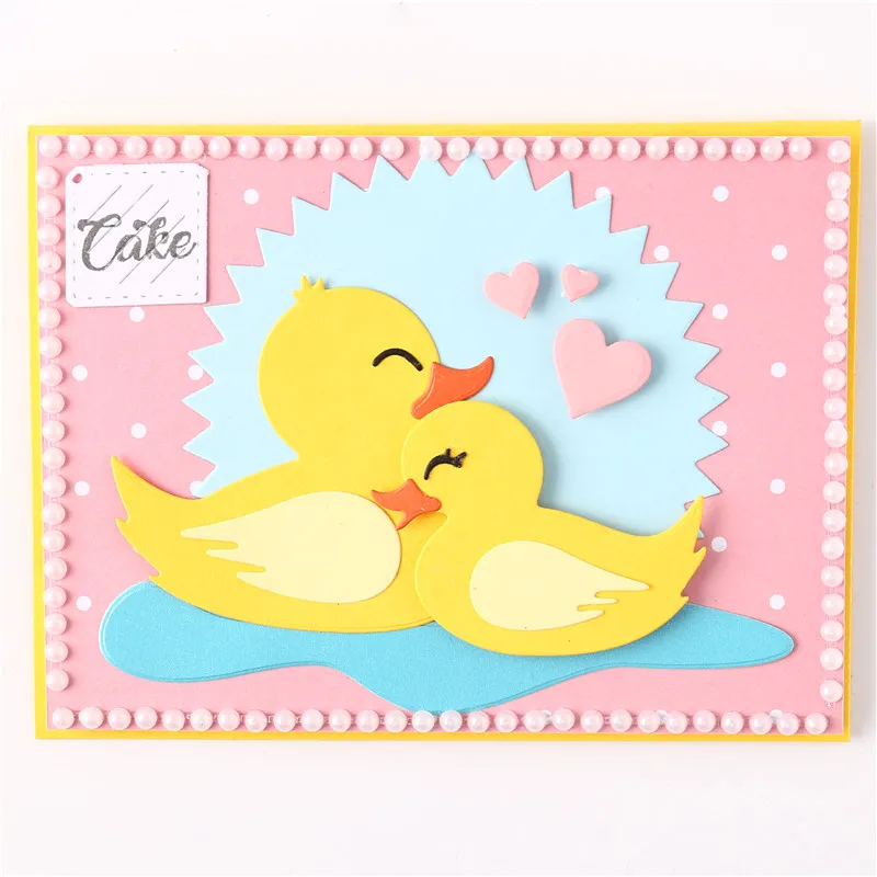 YaMinSanNio Cute Pair of Little Yellow Ducks Metal Cutting Dies Scrapbooking Card Making Embossing Stencil Die Cut Template 2019 | Дом и сад