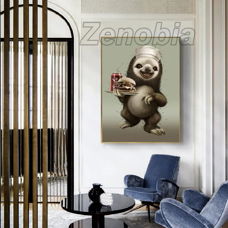 

Animal Home Decoration Canvas Painting Cartoon Sloth Hd Print Pictures for Bedroom and Living Room Frameless Style