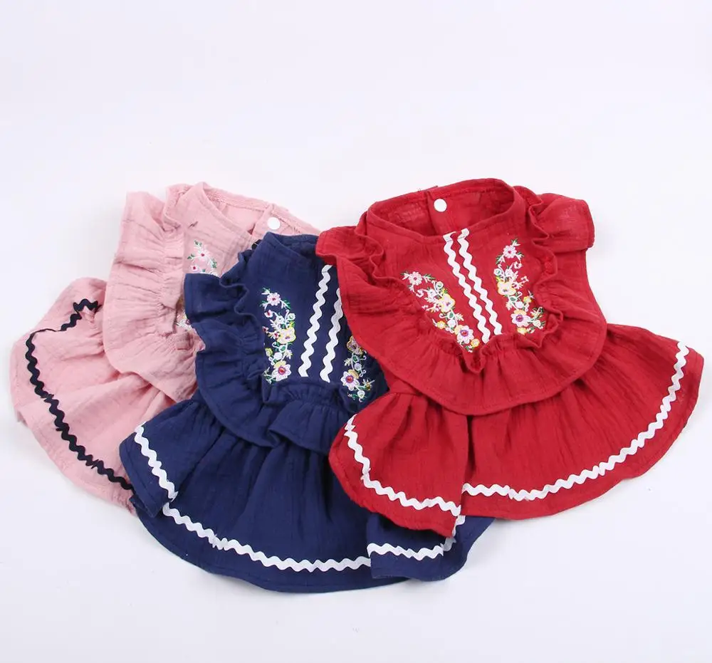 Новинка платье принцессы с собачкой и кошкой рубашка из 100% хлопка цветами