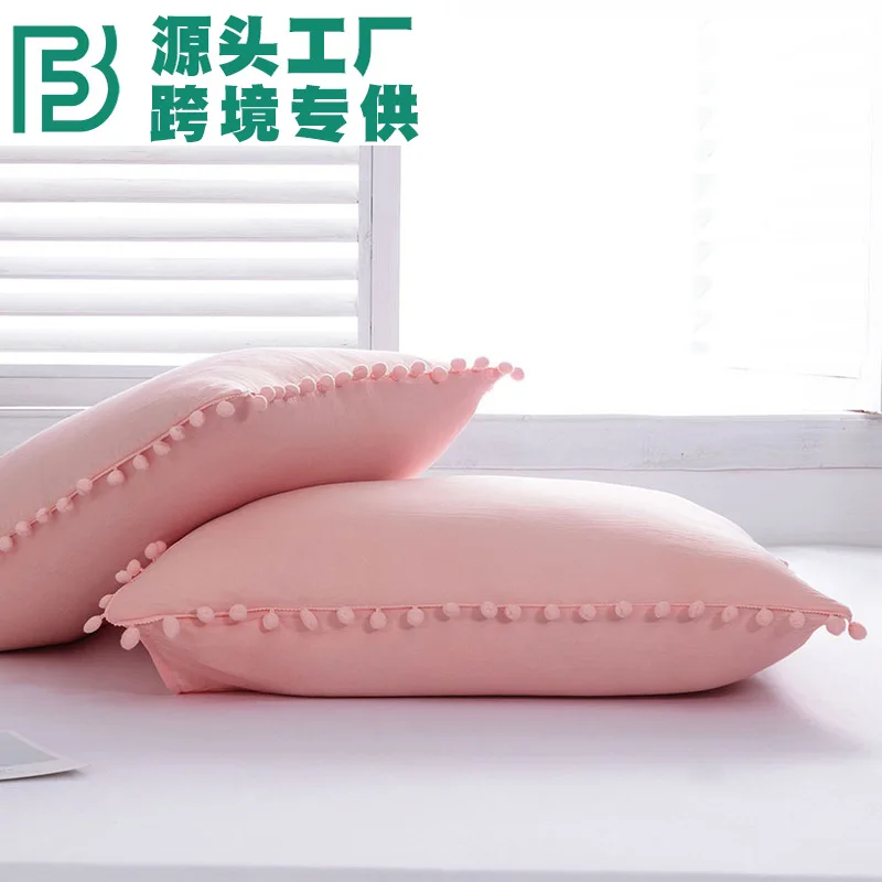 

Washed Pillowcase Solid Color Girl Korean Style Pillowcase Student Dormitory Children