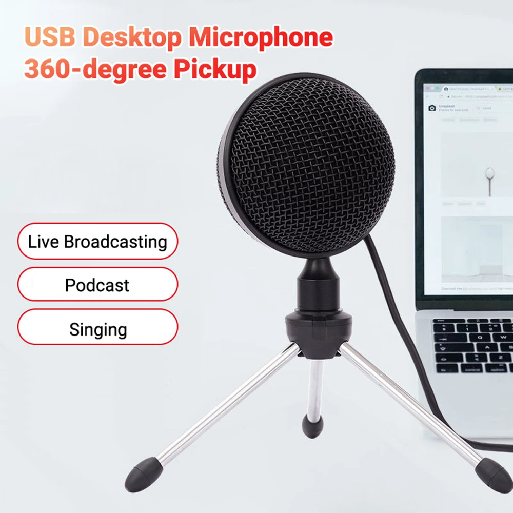 

Muslady USB Condenser Recording Microphone Desktop Mic 360 degrees Pickup Computer Conference Microphone Podcast Studio Singing