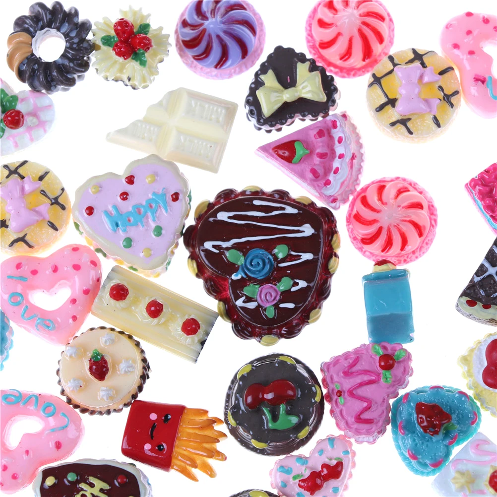 Kawaii 10pcs/lot Mini Play Food Cake Biscuit Donuts Dolls Miniature Pretend Toy For Accessories Random | Игрушки и хобби