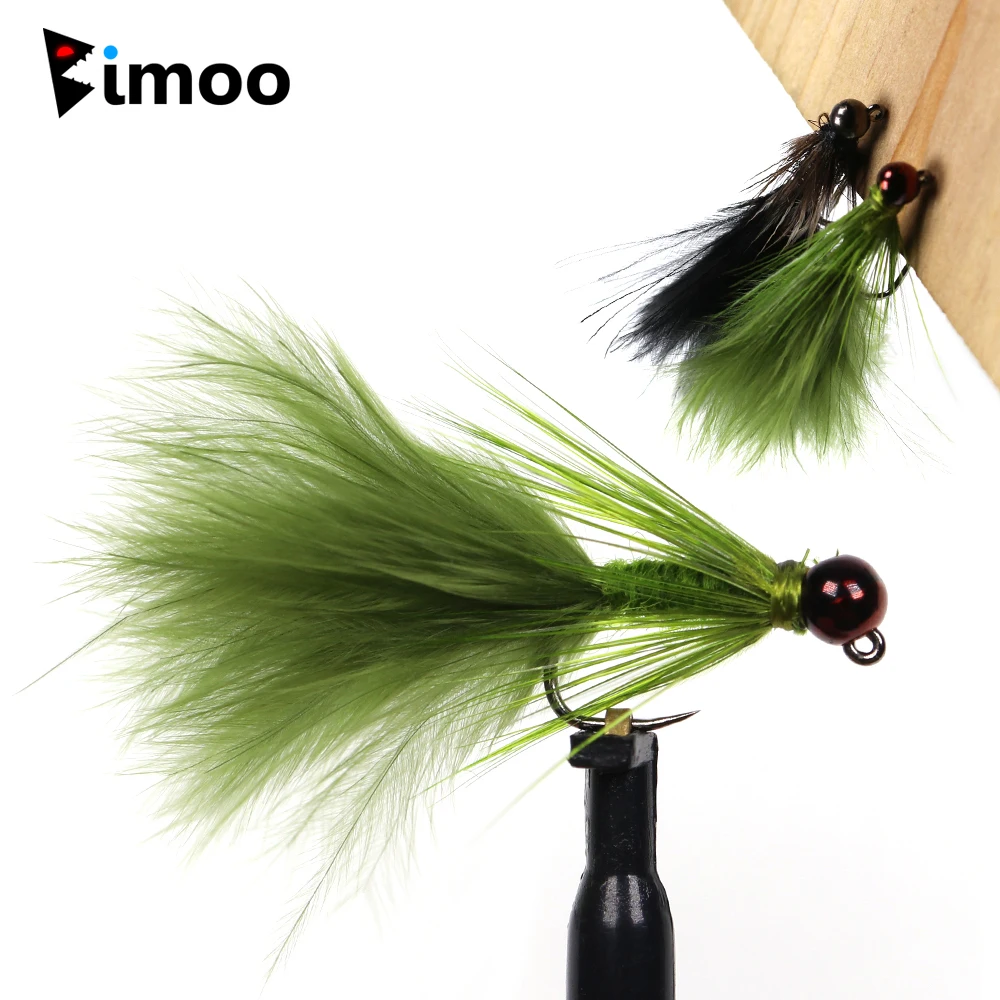 

Bimoo 6pcs 12# Barbless Tungsten Jig Bugger Streamer Mini Euro Nymphing Flies For Rainbow Trout Panfish Bluegill Largemouth Bass