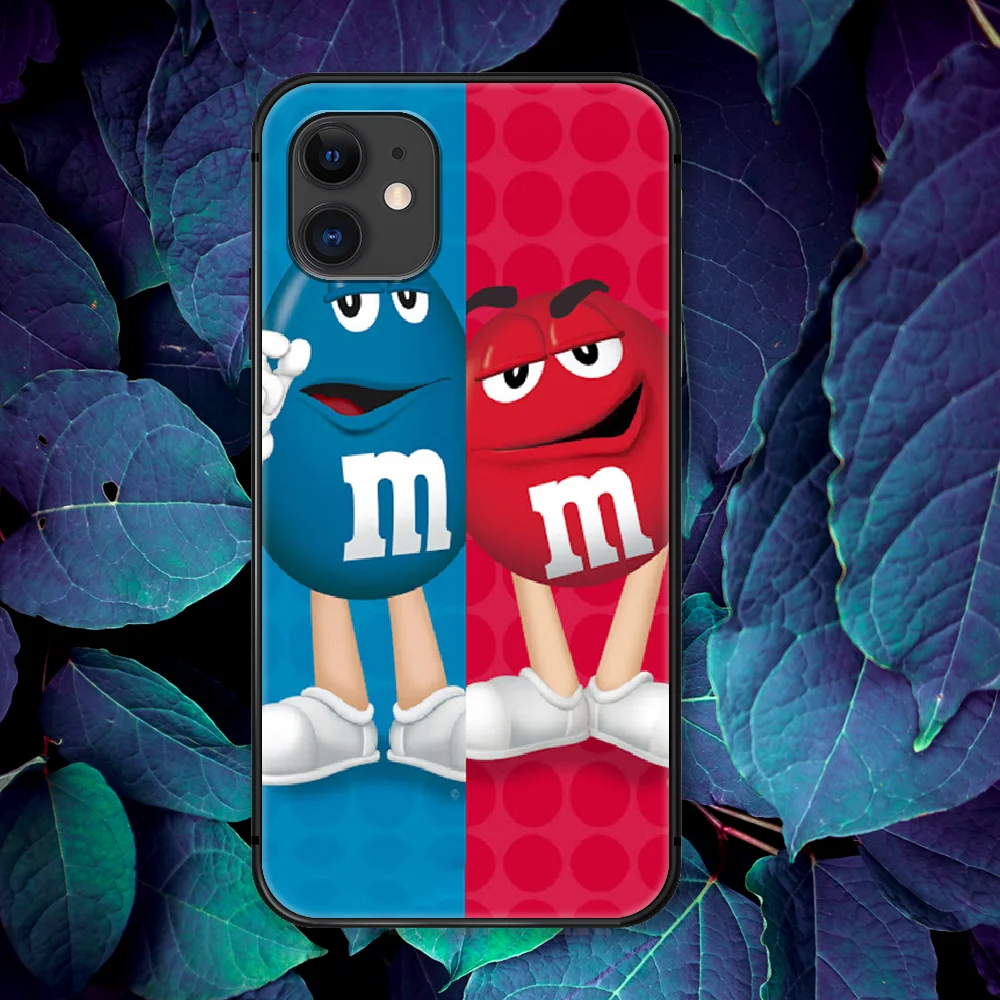 

M&M's Chocolate Candy Phone Case For IPhone 4 4s 5 5S SE 5C 6 6S 7 8 Plus X XS XR 11 12 Mini Pro Max 2020 black Prime Fashion