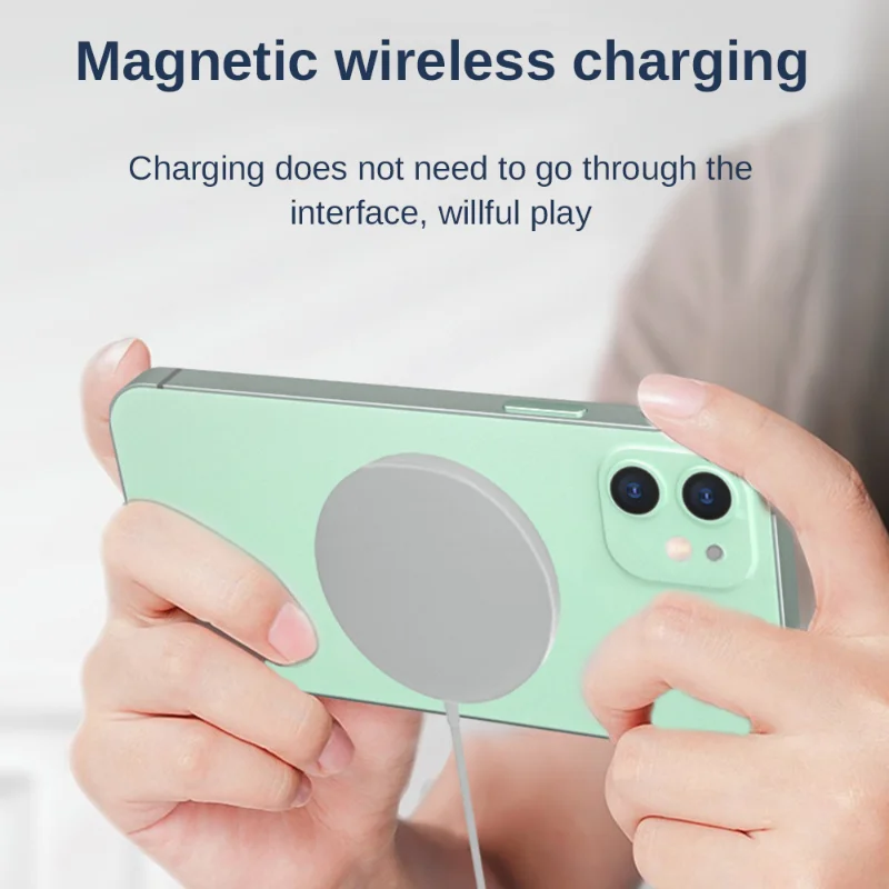 

Magnetic Wireless Charger For Mobile Phone 12 Pro Max with USB-C Integrated Cable Portable 15W Magsafing Fast Charging Pad