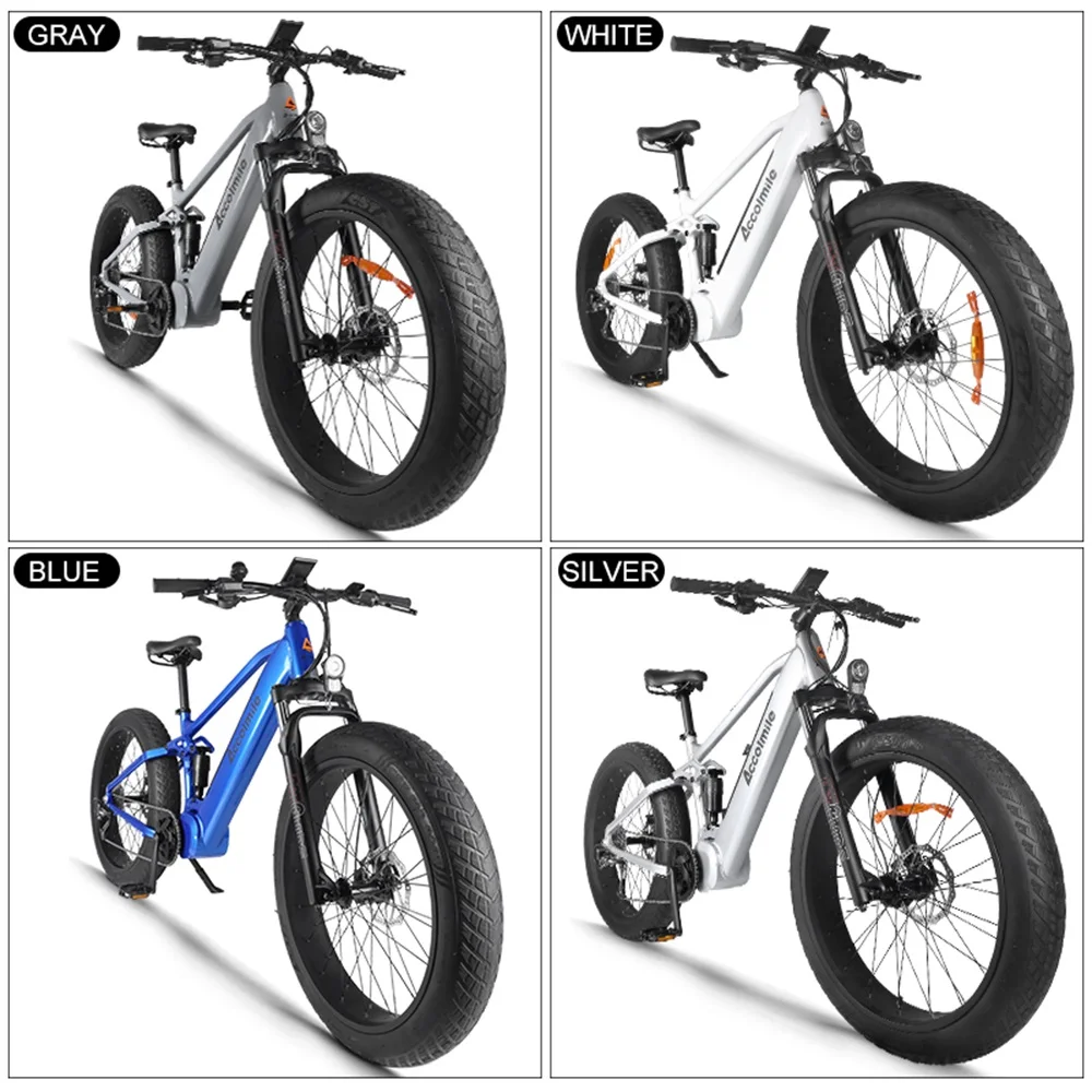 

2020 New Electric Snow Bike 1000W 4.0 Tire Fat Beach Bicycle 12.8AH Lithium LG Cell ebike Battery 48V BBSHD Mid Drive Motor Kit