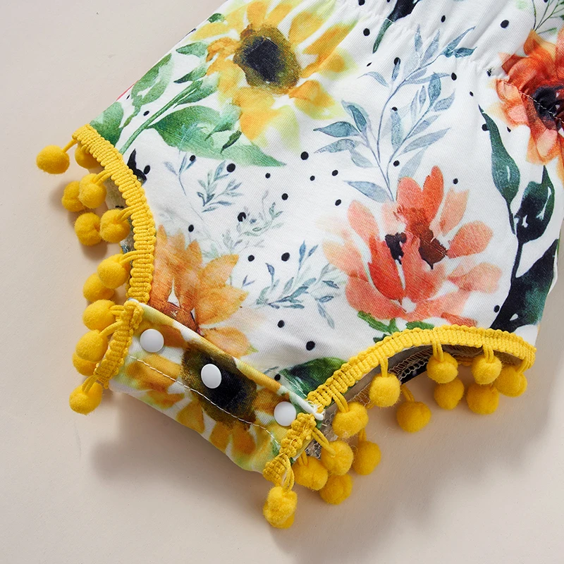 

Baby Kids Infant Baby Girl Floral Tassel Romper 2Pcs Sunsuit Outfit Clothes Sets with Headband