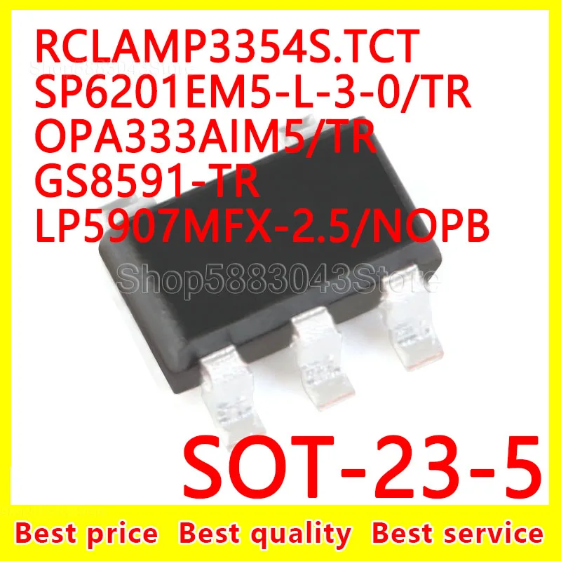 

(10 шт.) 100% Новый оригинальный RCLAMP3354S.TCT SP6201EM5-L-3-0/TR OPA333AIM5/TR GS8591-TR/NOPB SOT-23-5 LP5907MFX-2.5