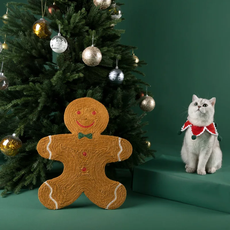 

Christmas Gingerbread Man Cat Scratching Pad Carpet Cat Scratcher Cat Claw Sharpener Sisal Not Dwarfing Christmas Limited