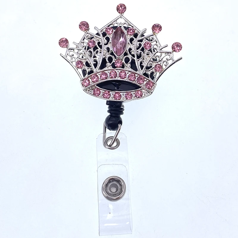 Стразы розовый значок с изображением короны для спиннинга выдвижной держатель