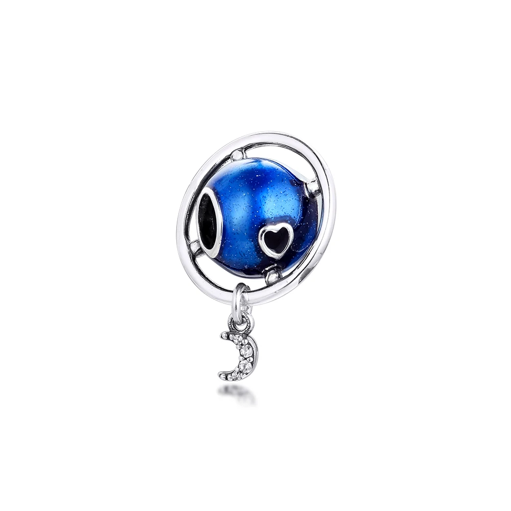 

CKK Blue Earth And Moon Charms 925 Original Fit Europe Bracelets Sterling Silver Beads for Jewelry Making DIY