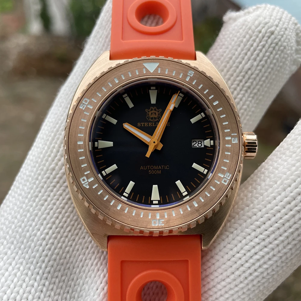 

Часы SteelDive 1973S для дайвинга, автоматические механические часы с автоподзаводом NH35, часы на заказ 8, бронзовые часы с сапфиром BGW9, светящиеся в...