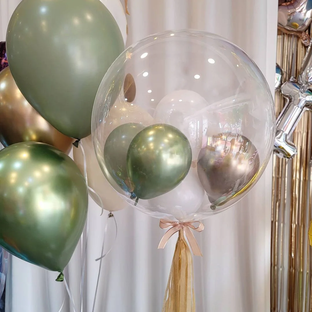 25inch olive green latex balloons filled transparent bobo balloon kids birthday wedding party decoration globos free global shipping