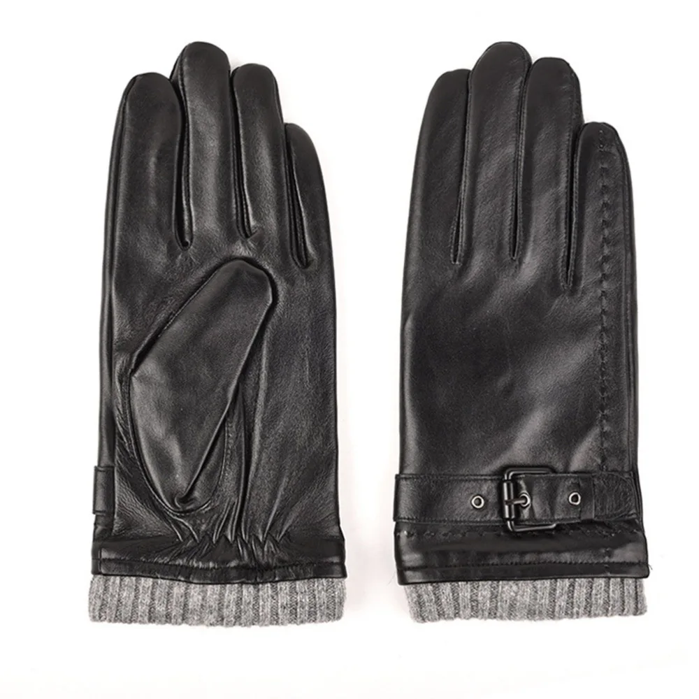 

Genuine Leather Men Warm Windproof Full Cover Touch Screen for Hiking Camping Cycling Fishing