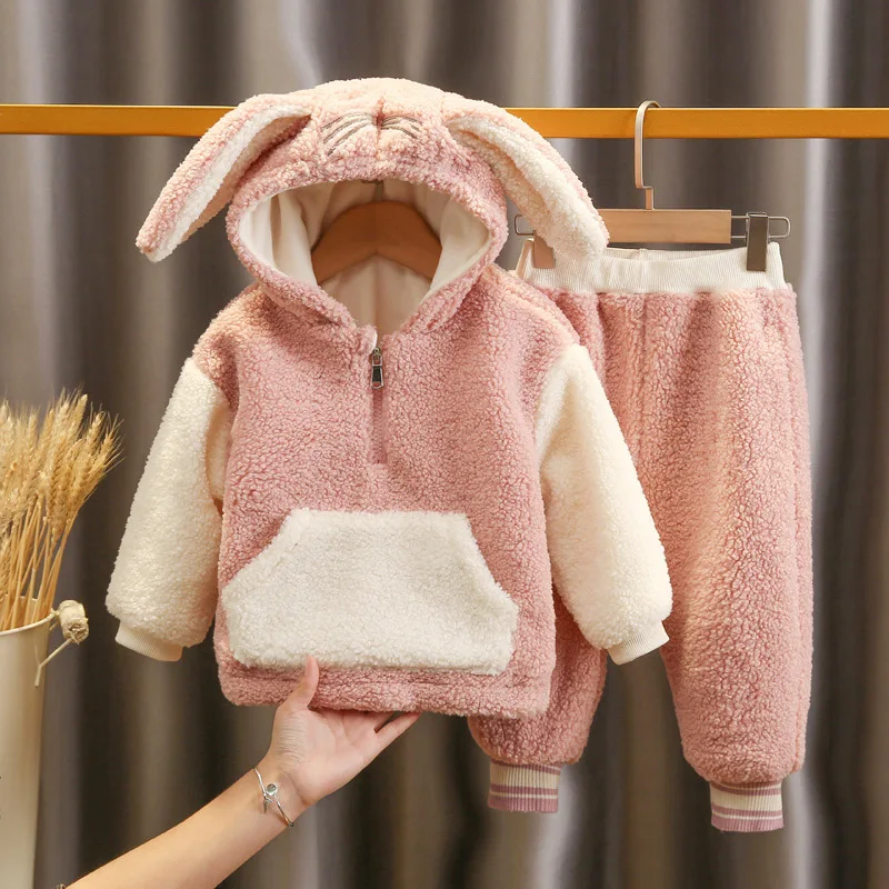 

New Winter Baby Girls Clothes Faux Fur Coat Fleece Jacket Warm Snowsuit 1-7Y Hooded Parka Children's Outerwear Autumn Clothing