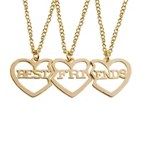 hollow letter necklace vintage regalo chain women jewelry 3 pieces womens neck best friend pendants heart fashion accessories