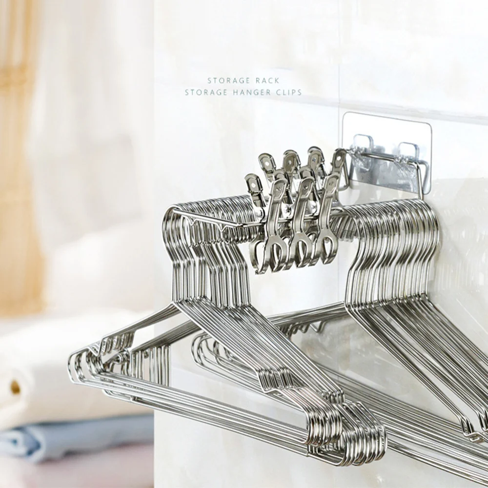 

2pcs Wall-mounted Socks Rack Stainless Steel Non-slip Drying Clips Socks Shelf (8 Clips)