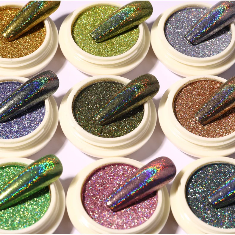 

6 Colors Nails Glitter Lasers Powder Shining Chromes Pigment Dust Powders DIY Manicure Nail Art Decoration BUTT666