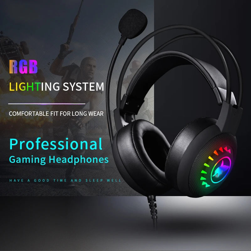 JZGSHARK Gaming Headsets Big Headphones with Light Mic Stereo Earphones Deep Bass for PC Computer Gamer Laptop PS4 New X-BOX | Электроника