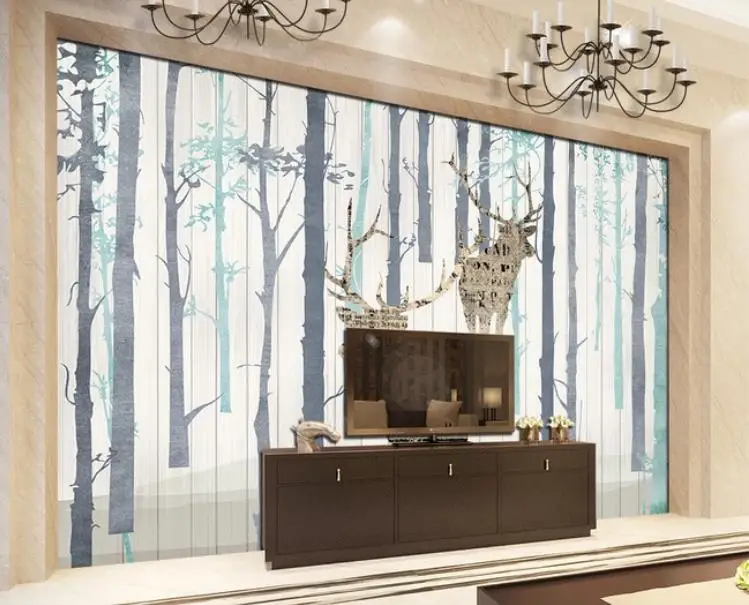 Кастомные обои 3D любого размера для домашнего декора в гостиной. Абстрактный рисунок европейского стиля с ностальгическими оленями.