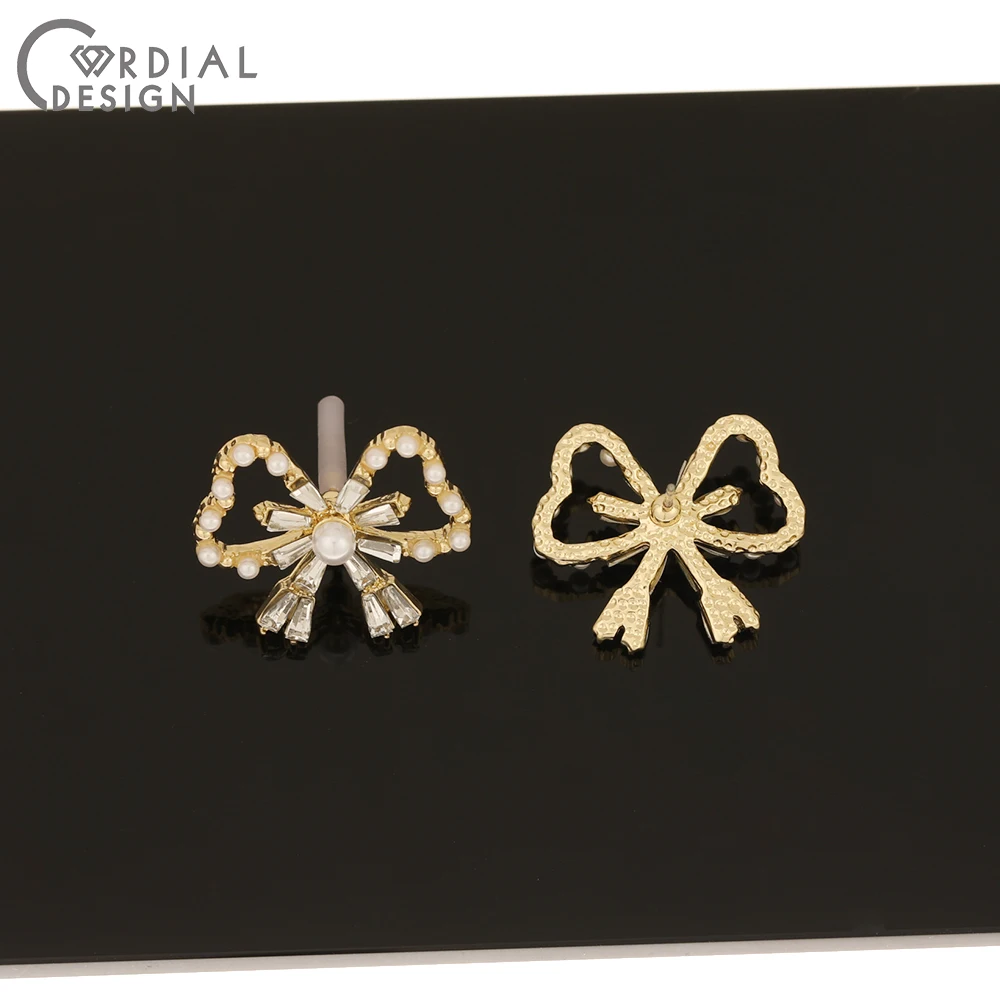 

Cordial Design 40Pcs 21*24MM Jewelry Accessories/Hand Made/Imitation Pearl/Bowknot Shape/DIY Making/Rhinestone Earrings Stud