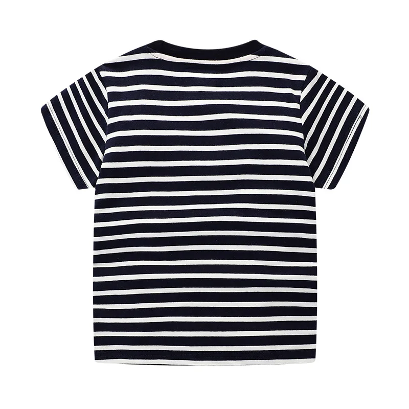 Летняя хлопковая футболка в полоску для мальчиков футболки с короткими рукавами