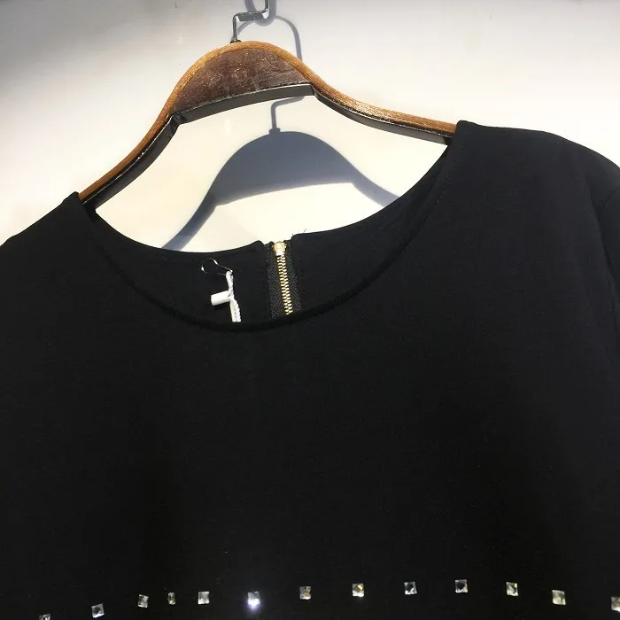 Цин MO женское черное Стройное Платье с Стразы для женщин повседневные Стиль