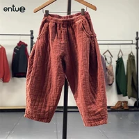 2021 retro womens quilted pants popular style cotton improved pants loose womens large size loose pants