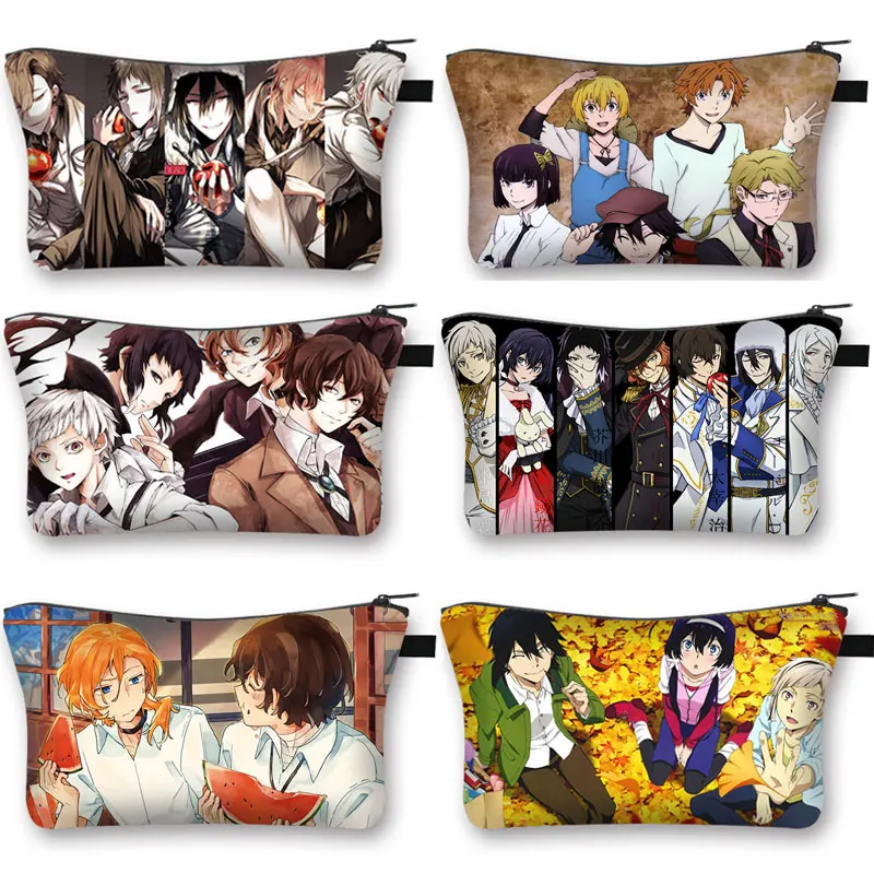 

Japanese Anime Wenhao Wild Dog Print Cosmetic Bag Girl Portable Lipstick Cartoon Lady Makeup Travel Bags Gift