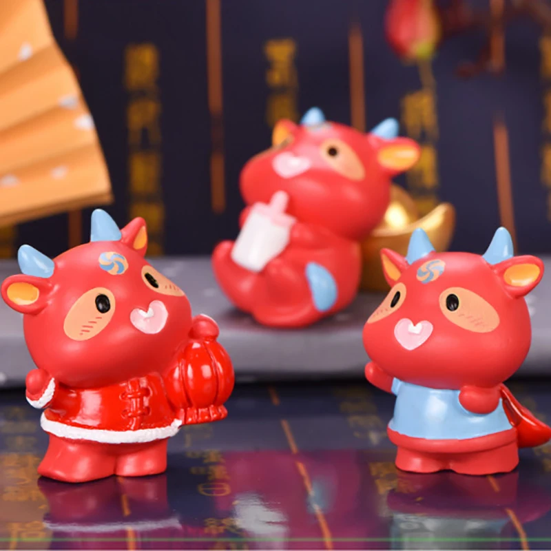 6 шт./компл. Red Bull Blessing милое теленок украшение красная корова микро пейзаж изделия