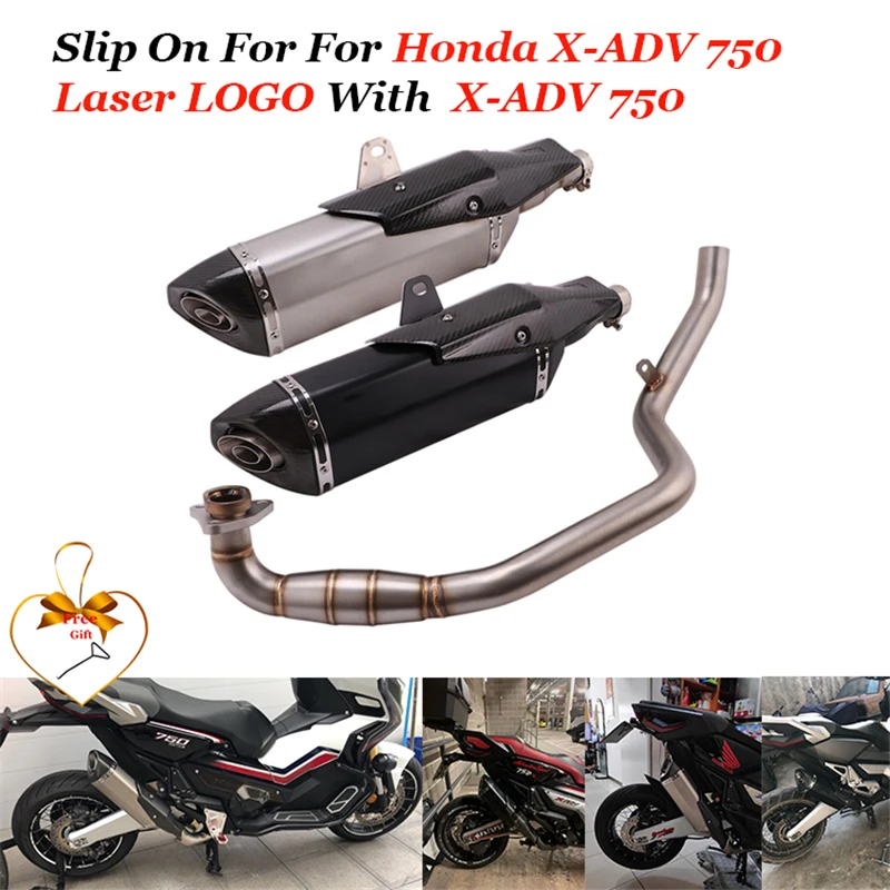 

Full System For HONDA X-ADV750 X-ADV 750 ADV 750 2018 2019 Motorcycle Exhaust Escape Middle Link Pipe Muffler Header Slip On