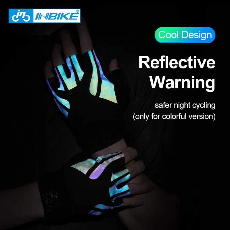 INBIKE летние велосипедные перчатки светоотражающие мужские и женские Перчатки для