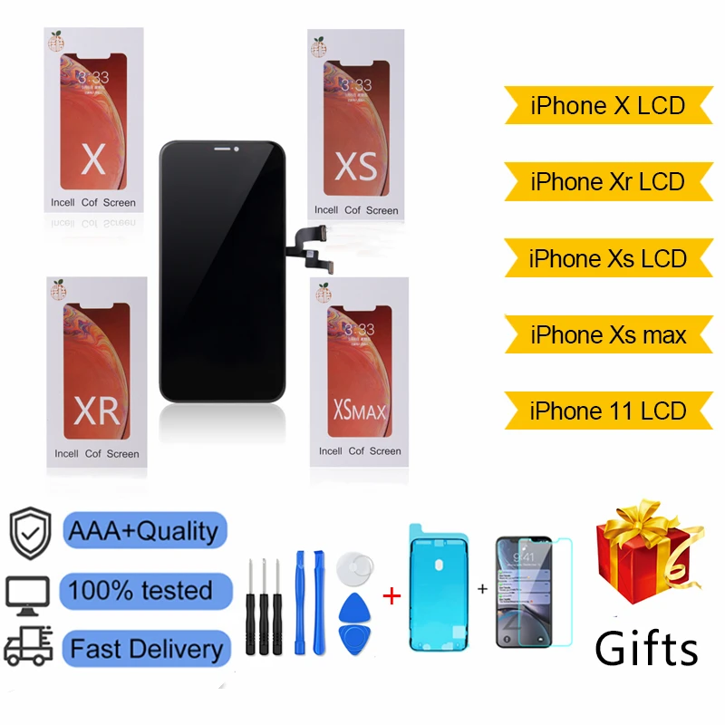 

AAA+++ RJ Incell Ecran For iPhone X XR XS Max 11 Pro LCD Screen Replacement LCD Display Touch Assembly Pantalla Perfect Repair