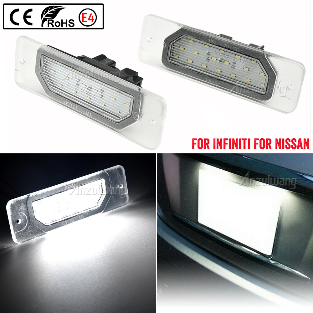 

2 шт. светодиодный ные лампы для номерного знака Infiniti FX35 FX45 Q45 I30 I35 M35h M37 M56 Q70 для Nissan Fuga Cefiro