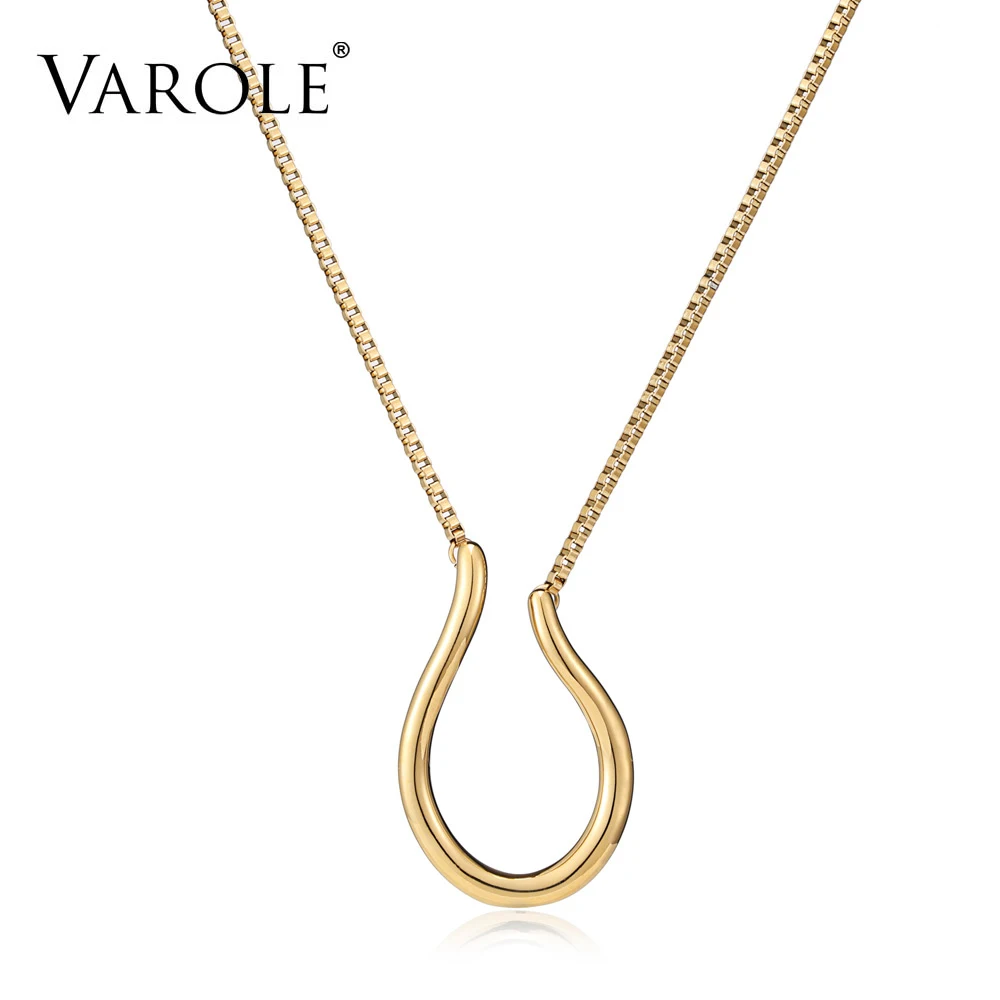 

VAROLE Water Drop Curve Chain Choker Necklaces For Women Gold Color Pendant Necklace Fashion Jewelry Collares