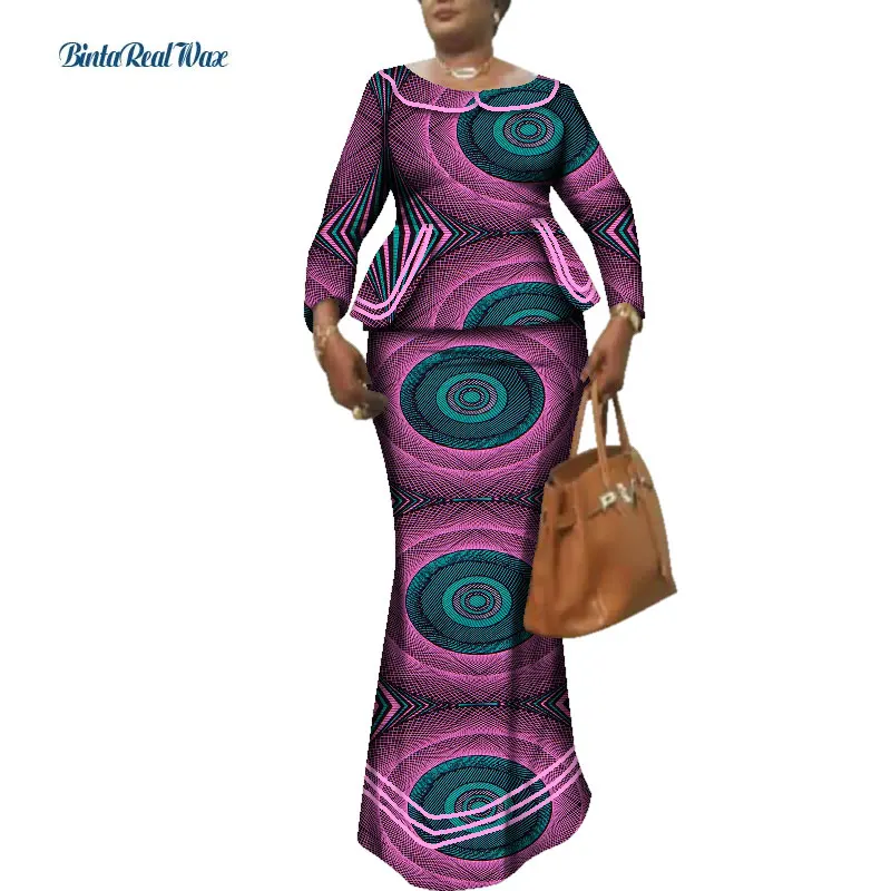 Новые африканские женские комплекты Bazin с топом и юбкой комплект из 2 частей
