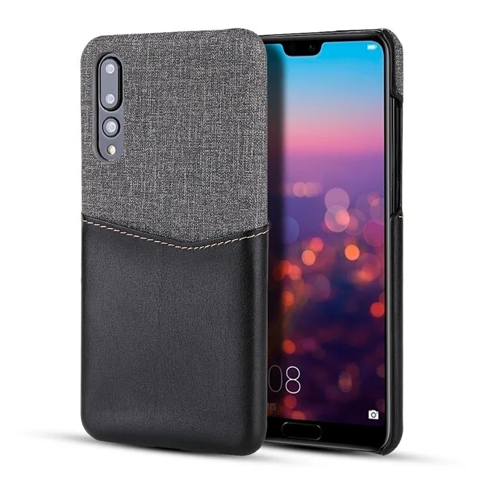 Black Huwei P20 Pro Чехол, Роскошный Кожаный Мягкий тканевый держатель для карт, жесткая задняя крышка для huawei P30 mate 30 20 10 9 Pro Lite чехол Etui - Цвет: Black