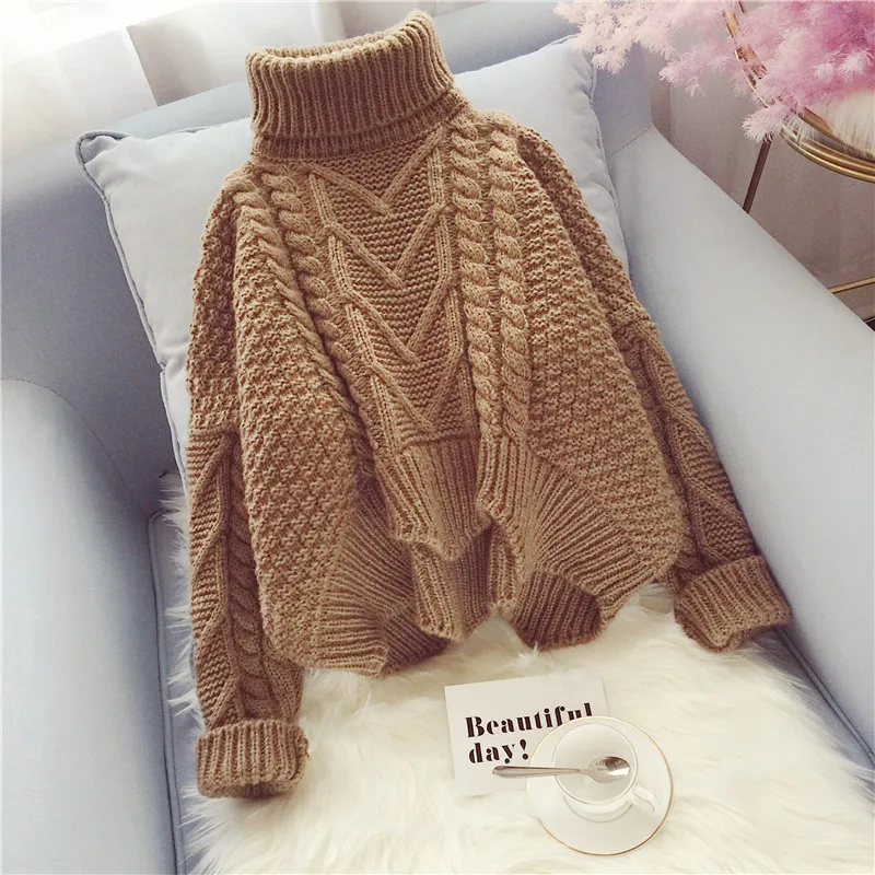 

Осенне-зимние новые корейские свитера Женский пуловер с высоким воротом свободный и универсальный короткий утепленный свитер