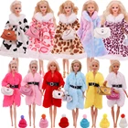 Аксессуары для одежды, 4 шт.компл. Барби, модное плюшевое пальто, сумка, вязаная шапка, обувь для куклы 11,8 дюйма, шарнирная кукла, поколение игрушек в подарок