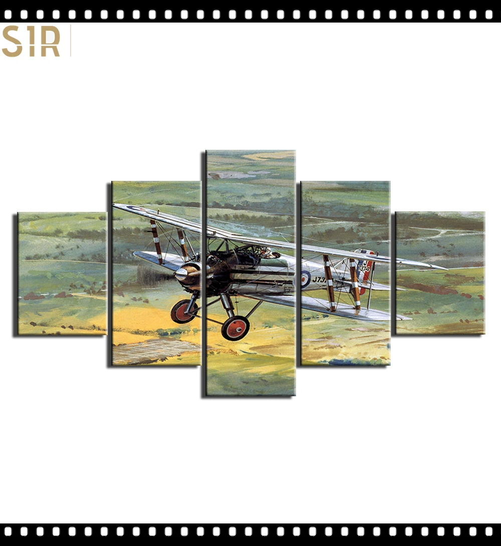 

Home decor Poster Print Canvas Painting Picture Home Decor Modern 5 Pieces Pictures Wall Art for Living Room Aircraft Scenery