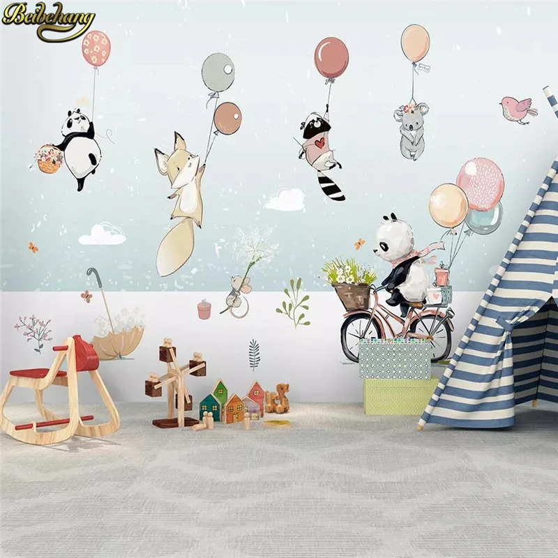 Пользовательские Симпатичные Мультяшные животные воздушный шар обои для