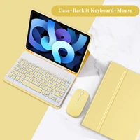 for ipad pro air 2 7th 8th 9 7 case with pencil holder wireless bluetooth rgb backlit keyboard mouse for ipad air 4 funda cover
